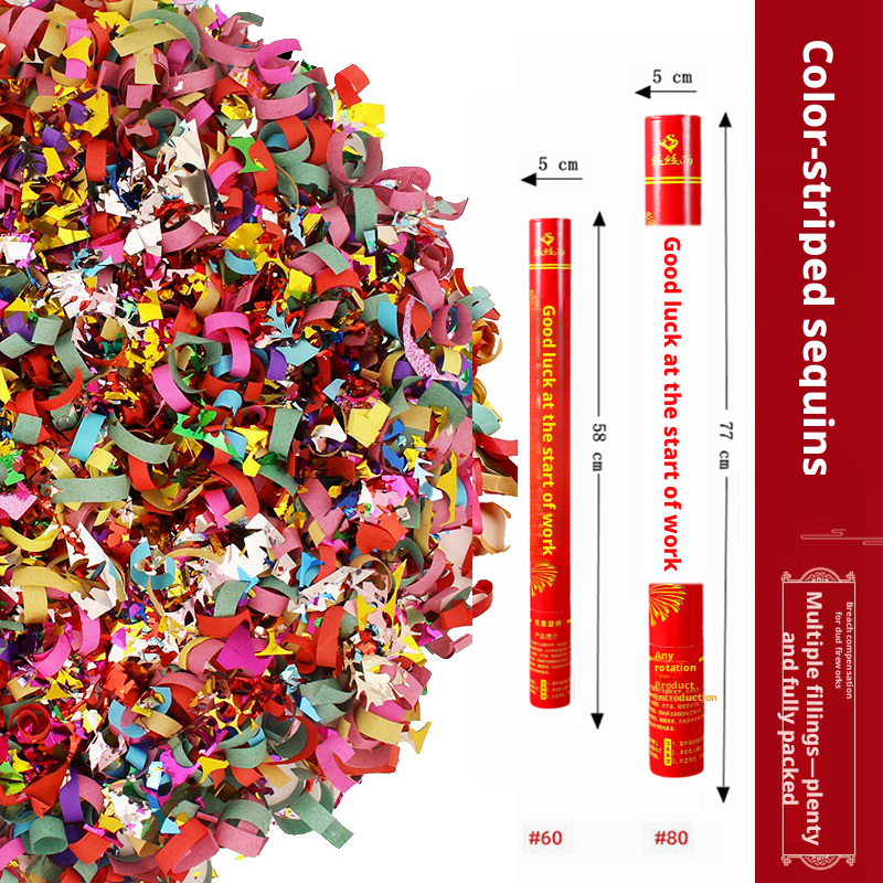 Hand-held salute-housewarming-colorful sequins-58cm-1 piece