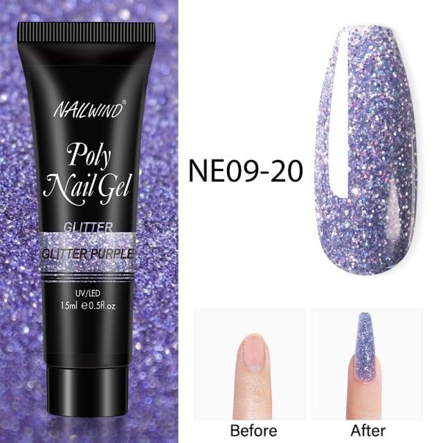 Diamond Gel Nail Polish Poly 15ml Semi Permanent UV Manicure Reflective Sparkling Luxury Shine Design For Women and Girls