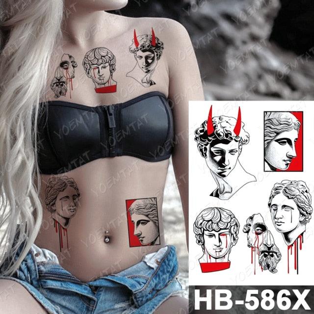 Different Stylish Waterproof Temporary Tattoo Sticker Heart Knife Angel Makeup Tattoos For Women Men