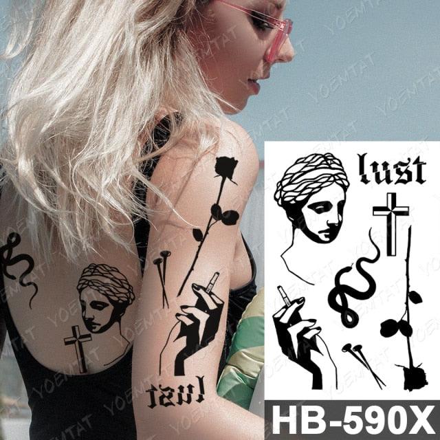 Different Stylish Waterproof Temporary Tattoo Sticker Heart Knife Angel Makeup Tattoos For Women Men