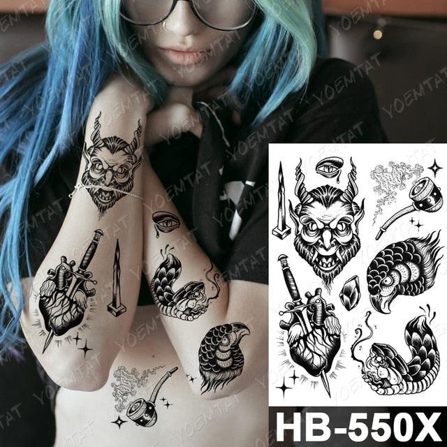 Different Stylish Waterproof Temporary Tattoo Sticker Heart Knife Angel Makeup Tattoos For Women Men