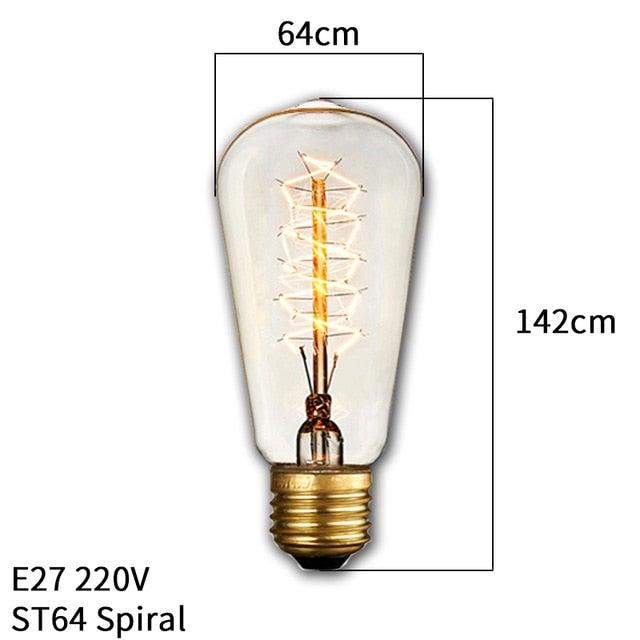 Dimmable Light Bulb Retro Vintage Edison Bulb Incandescent Ampoule Bulbs Vintage Edison Lamp Retro Light Vintage Bulbs Modern Style Square Spiral Filament Incandescent Light