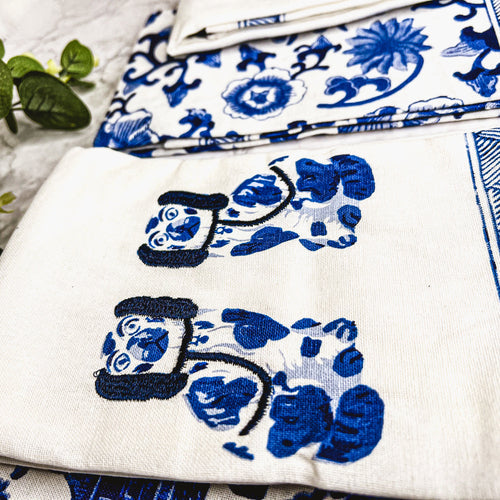 Chinoiserie Geschirrtücher 100% Baumwolle Übergroße Bestickte Spültücher Quasten
