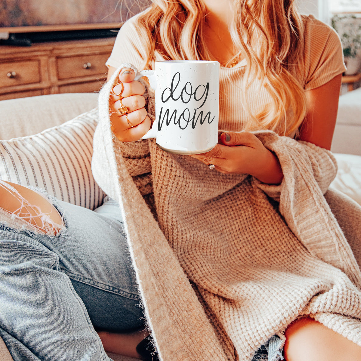 Mug en céramique 47 cl "Dog Mom" - Cadeau amusant pour les amoureux des chiens