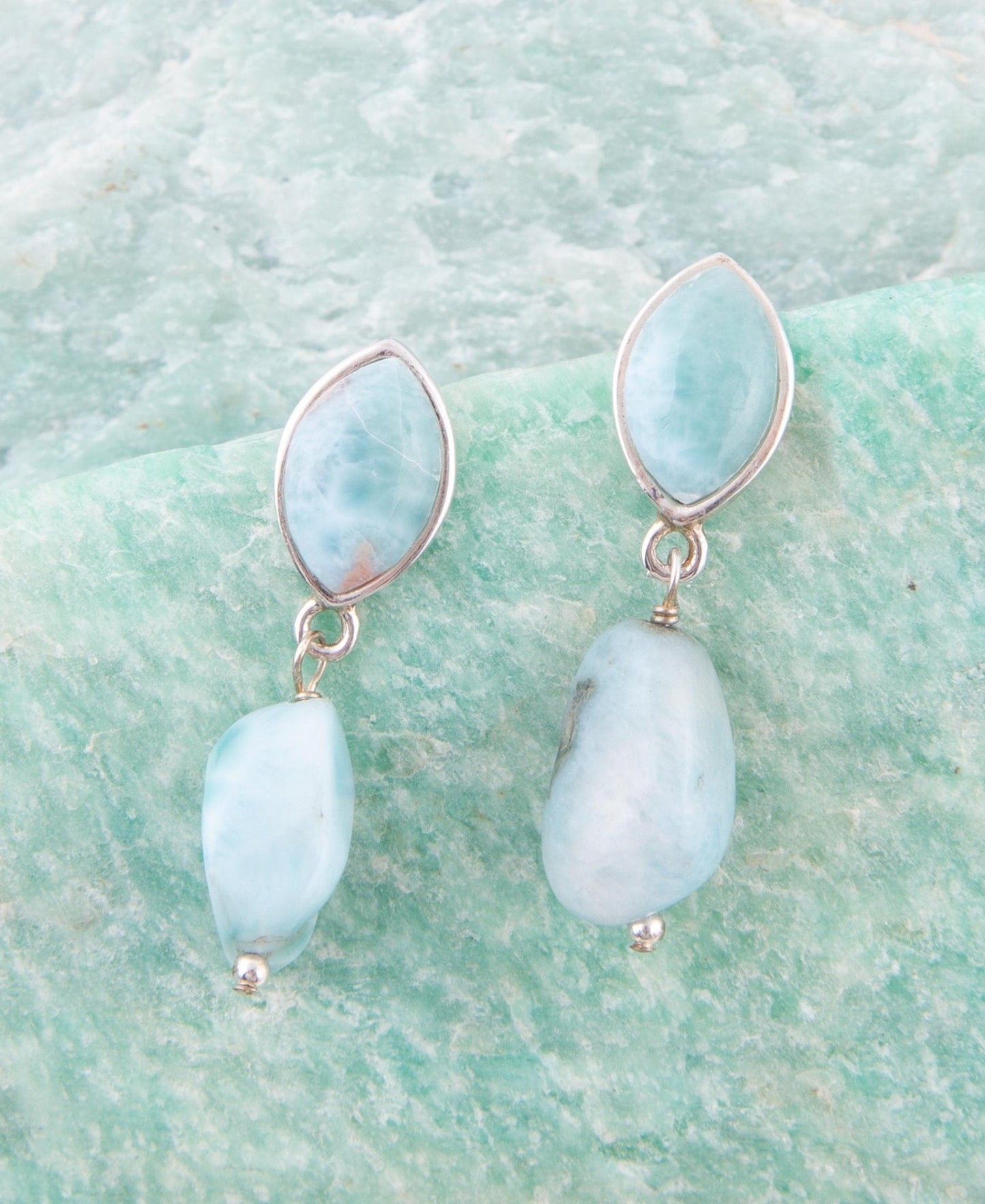 Dolce Blaue Larimar und Sterling Silber Ohrhänger