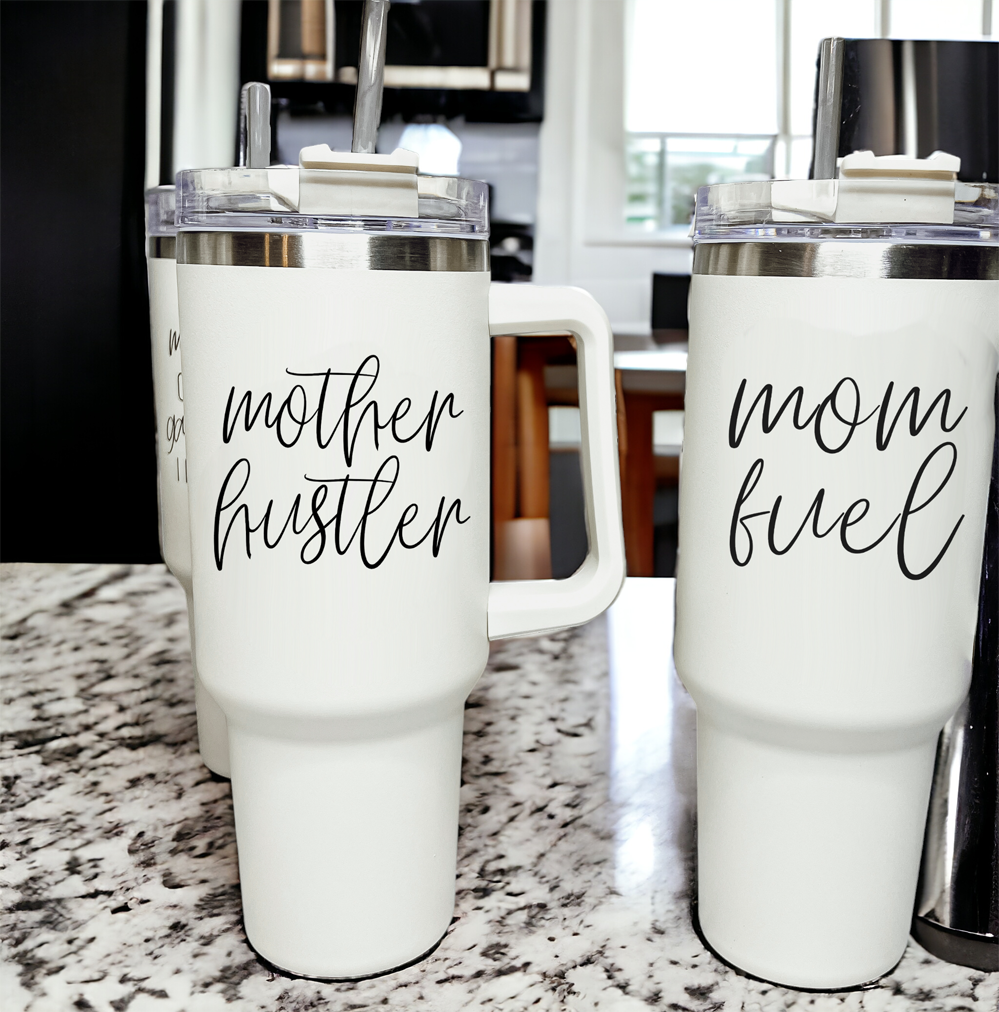Gobelet Mother Hustler 40 oz pour mamans - Tasse de voyage isotherme personnalisée avec paille