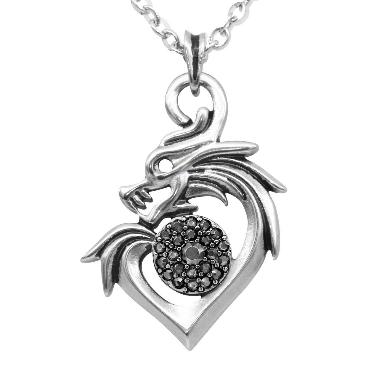 Dragon Heart Necklace Sterling Silver Gothic Pendant