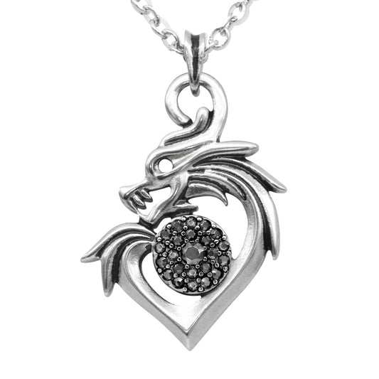 Collier Cœur Dragon Argent Sterling Pendentif Gothique