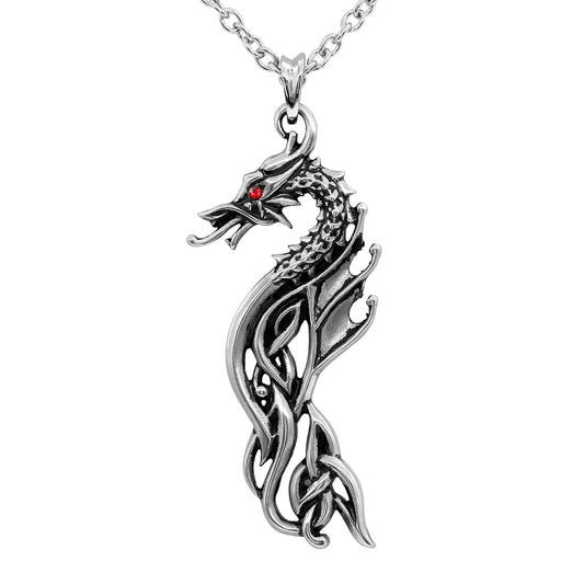Collier pendentif tribal dragon en argent sterling gothique