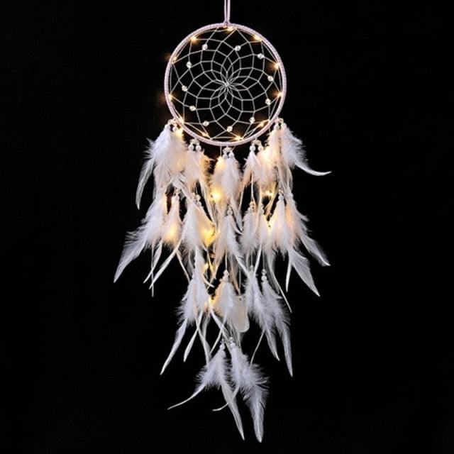 Dream Catcher Led Handmade Dream-catcher Traditional Feather Hanging Home Wall Decoration  Night Dream Catchers  Decor Ornament Wall Hanging Wind Chimes For Home Room Decoration