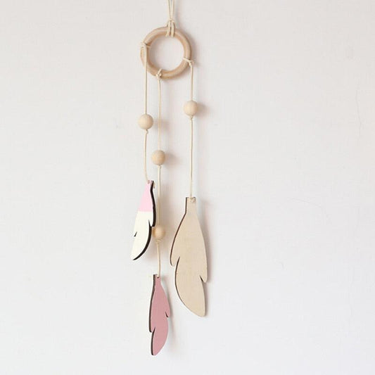 Dream Catchers with Golden Shining Lace & Bells Nordic Hollow Wooden Feather Hanging Ornaments For Baby Kids Room Wall Hanging Decorative Feathers Wedding  Decorations Nursery Decor