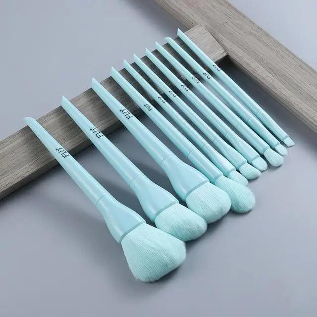 Durable 10pcs Natural Hair Colorful Makeup Brushes Professional Foundation Powder Blush Eyeshadow Eyebrow Blending Brush Set