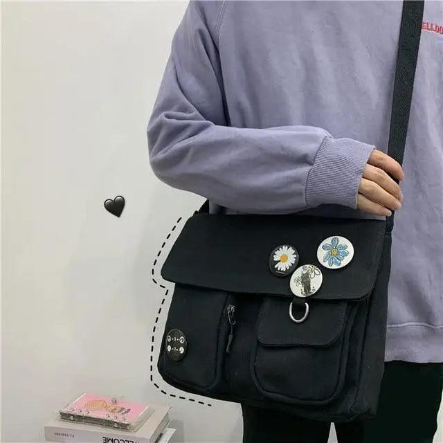 Durable Canvas Diagonal Cross Bag Youth Fashion And Casual Version Ladies Large Capacity Shoulder Bag For Women And Girls