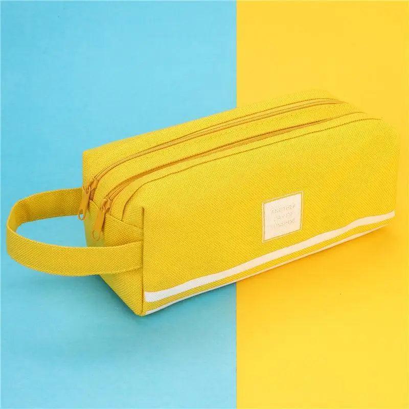 Durable Simple Large Capacity School Stationery Double Layer Case  Students Unique Design High Quality Office Handbag Pencil Case