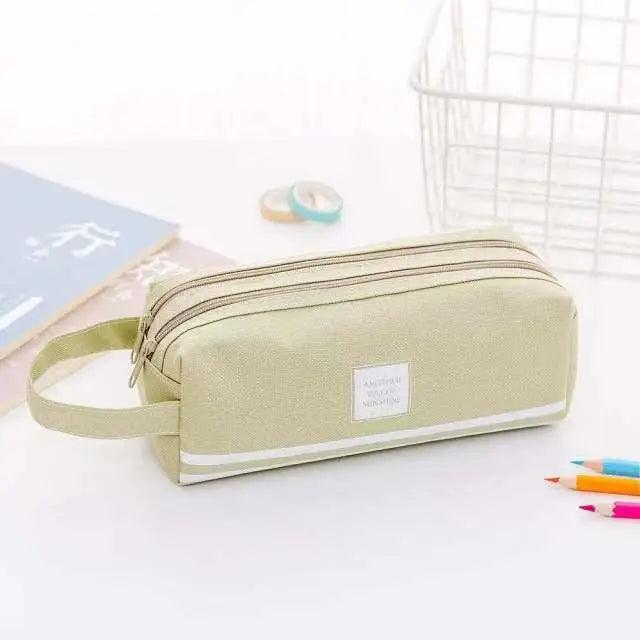 Durable Simple Large Capacity School Stationery Double Layer Case  Students Unique Design High Quality Office Handbag Pencil Case