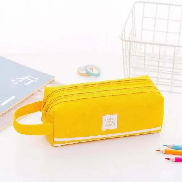 Durable Simple Large Capacity School Stationery Double Layer Case  Students Unique Design High Quality Office Handbag Pencil Case