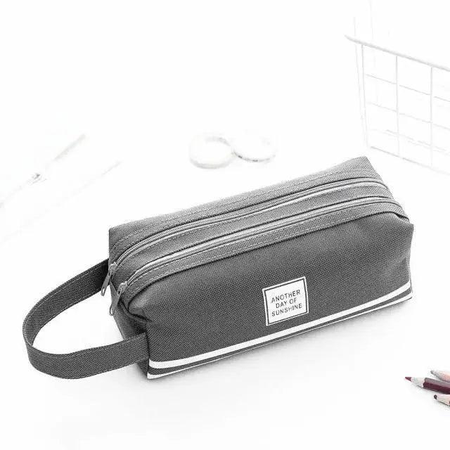 Durable Simple Large Capacity School Stationery Double Layer Case  Students Unique Design High Quality Office Handbag Pencil Case