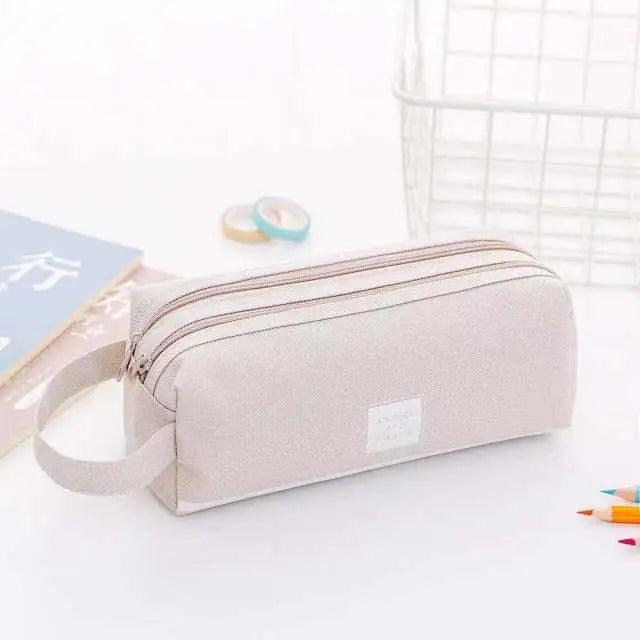 Durable Simple Large Capacity School Stationery Double Layer Case  Students Unique Design High Quality Office Handbag Pencil Case