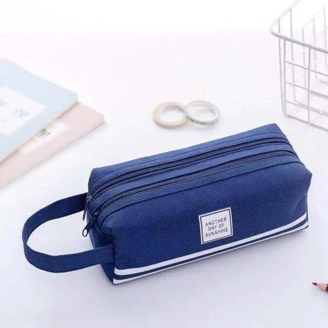 Durable Simple Large Capacity School Stationery Double Layer Case  Students Unique Design High Quality Office Handbag Pencil Case