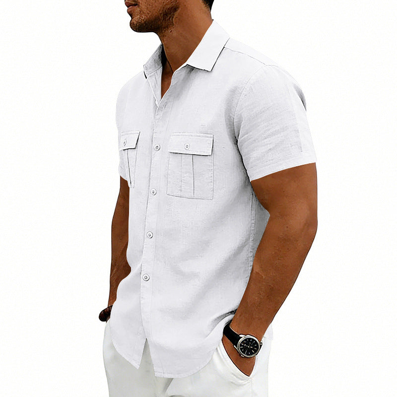 American-style Casual Loose-fit T-shirt With Two Pockets