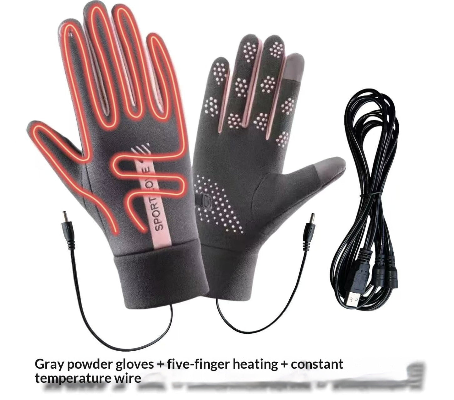 Outdoor Waterproof USB Three-Setting Temperature-Controlled Heated Gloves