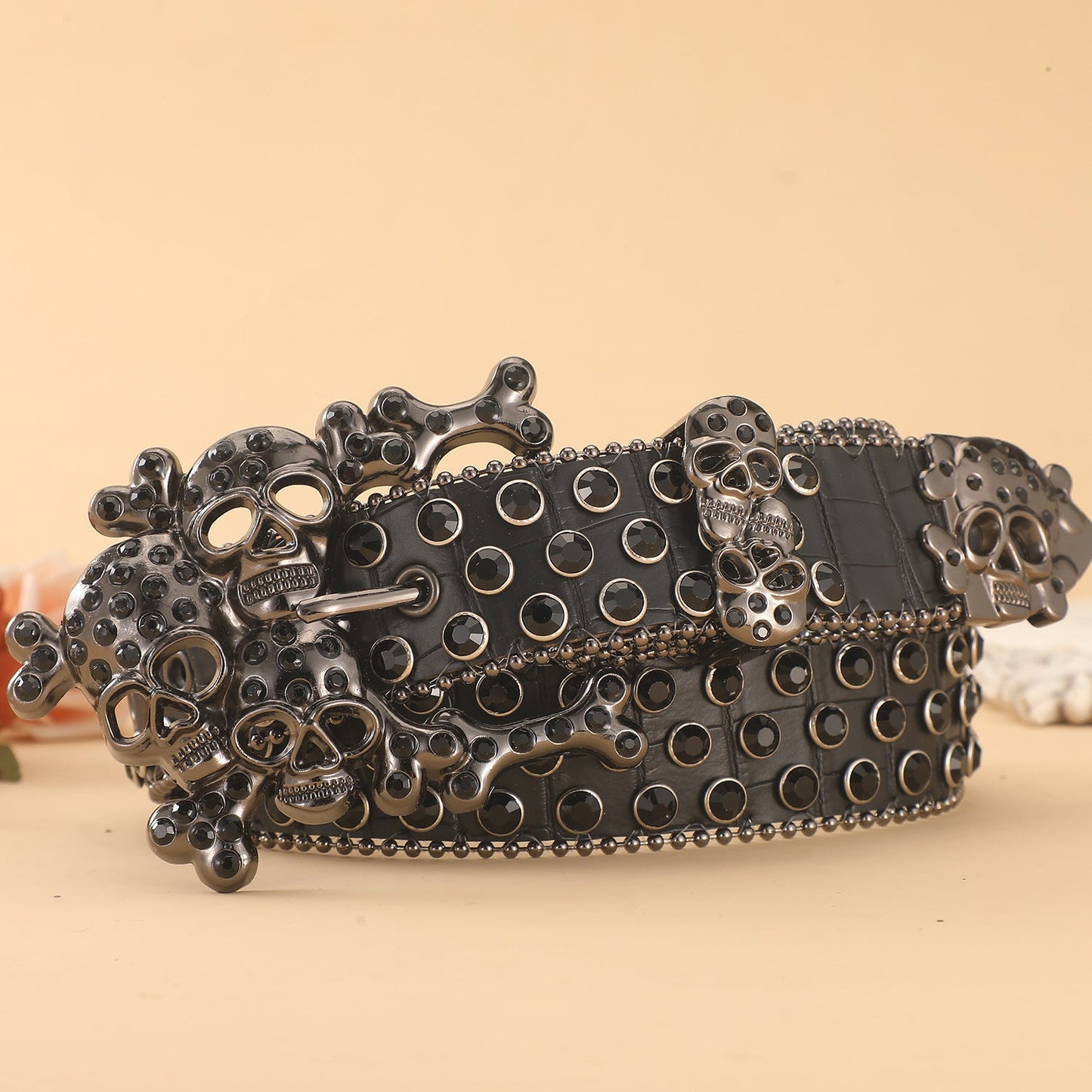 Diamond Inlaid Skull Rhinestone Belt