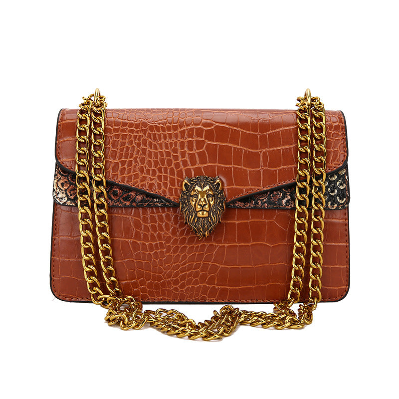 Retro Underarm Bag With Chain And Crocodile Pattern