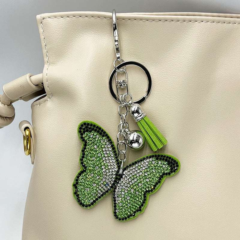 Diamond-Encrusted Butterfly Keychain Fashionable Tassel Bag Charm