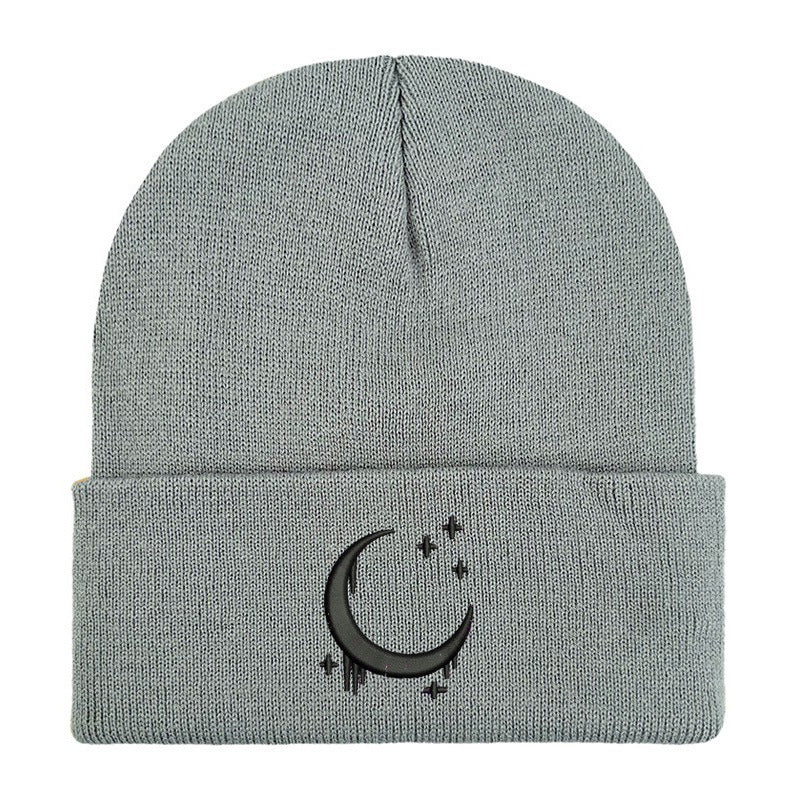 Amazon Embroidered Knitted Hat With Moon And Stars Design AutumnWinter Wool Hat