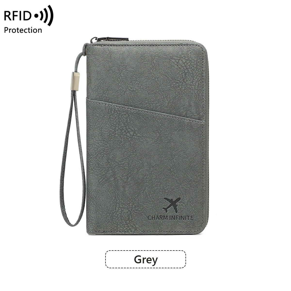 Cross-border RFID-blocking Passport Holder Long-style Zippered Passport Case Multi-functional Travel Document And Ticket Organizer