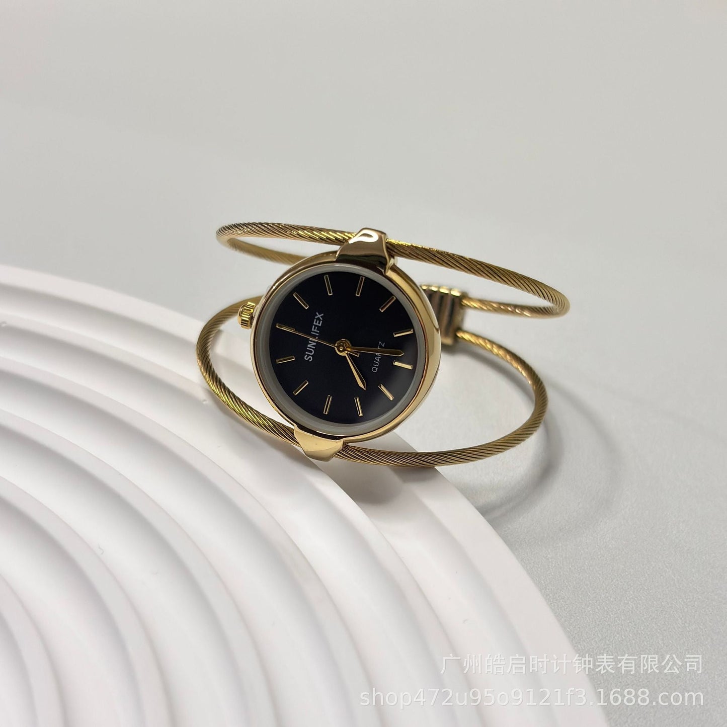 Womens Minimalist Open Bangle Watch