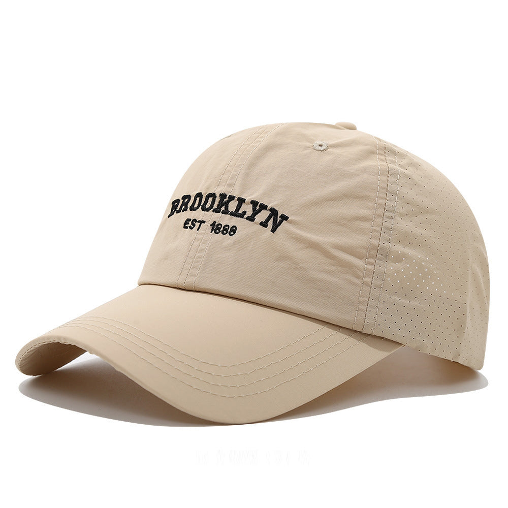 Men's And Women's Slim-fit Mesh Embroidered Letter Brooklyn Fashion Streetwear Baseball Cap Suitable For Daily Commuting, Outdoor Camping, And Weekend Outings.
