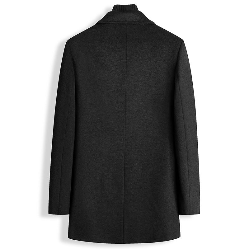 Men's Single-breasted Wool Overcoat With Cotton Lining And Extra Thickness