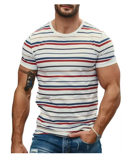 Men's Fashion Striped Casual Short-Sleeve