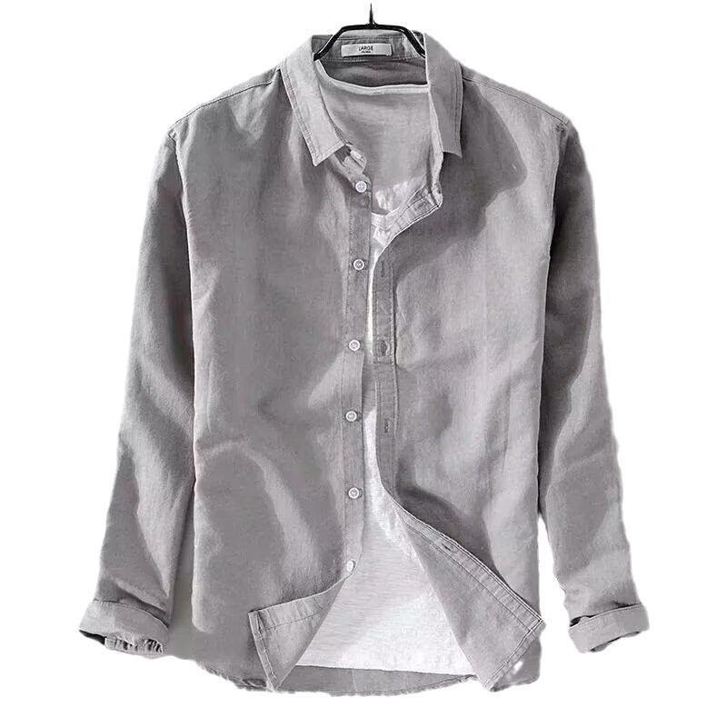 Mens Long Sleeve Casual Slim-fit Youth Style Japanese Style Simple And Breathable