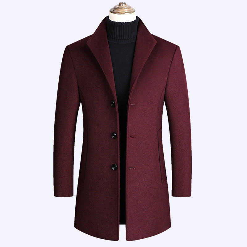 Middle-aged Men's Coat Stand-up Collar Woolen Coat