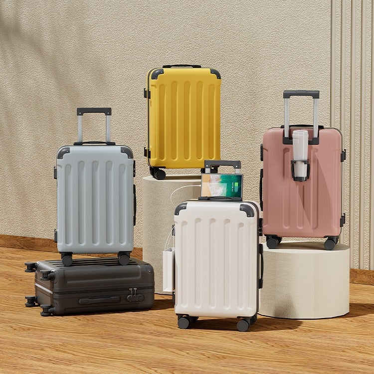 20 Inch 24 Inch Luggage, Silent Universal Wheel Anti Compression, Multifunctional Luggage, USB Port, Folding Cup Holder, Side Hook, Business Travel Box, Foldable Portable Cabin Travel Box, Lightweight
