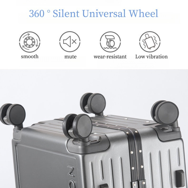 2026 New Large Capacity Front Opening Aluminum Frame Luggage With ABS PC Zipper Boarding Box 20-28 Inches