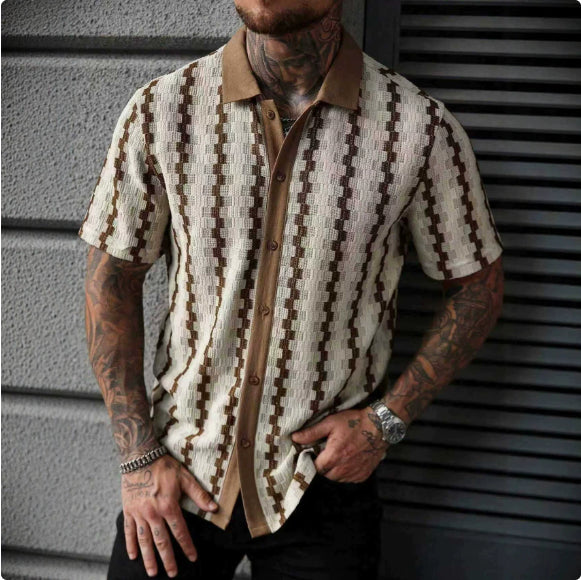 Men's Retro Plaid Knitted Short Sleeve
