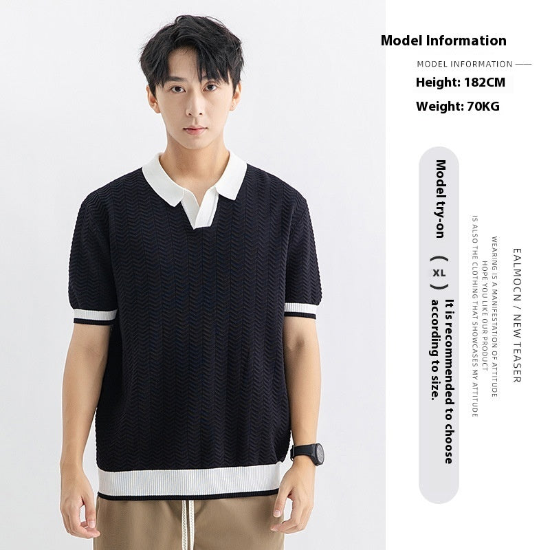 Polo Shirt Men's Ice Silk Led High-end Short-sleeved T-shirt Summer