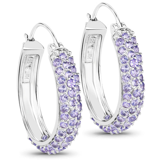 3,06 Karat Echte Tansanit .925 Sterling Silber Ohrringe