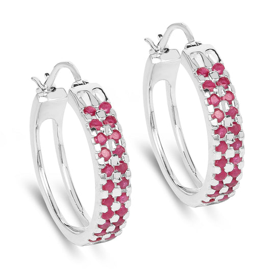 2.20 Karat Echte Rubin .925 Sterling Silber Ohrringe