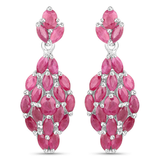 4.12 Karat Echte Rubin .925 Sterling Silber Ohrringe