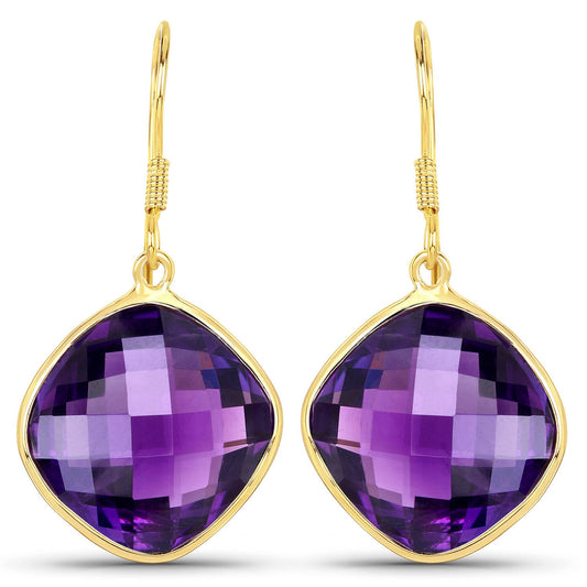 24.60 Karat Echter Amethyst .925 Sterling Silber Ohrringe