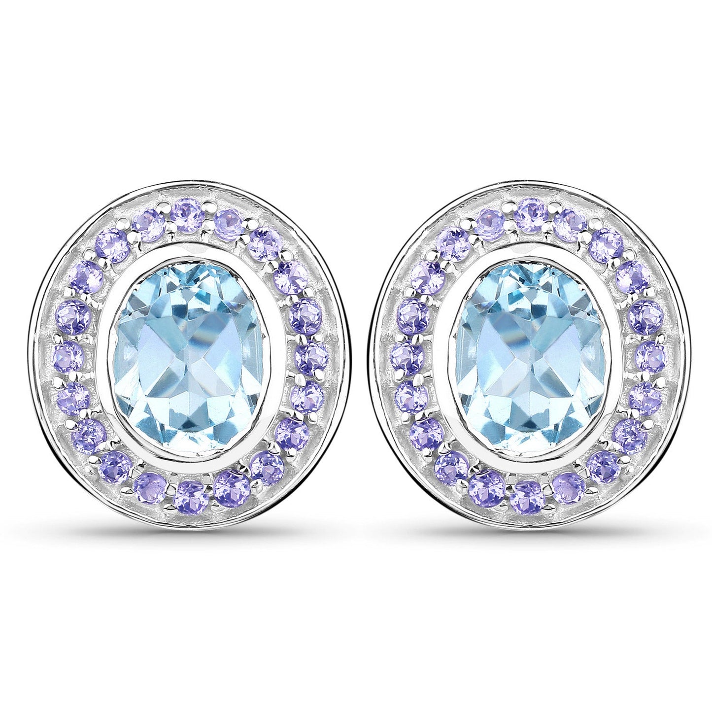 6,30 Karat echte blaue Topas- und Tansanit-Ohrringe aus 925er Sterlingsilber