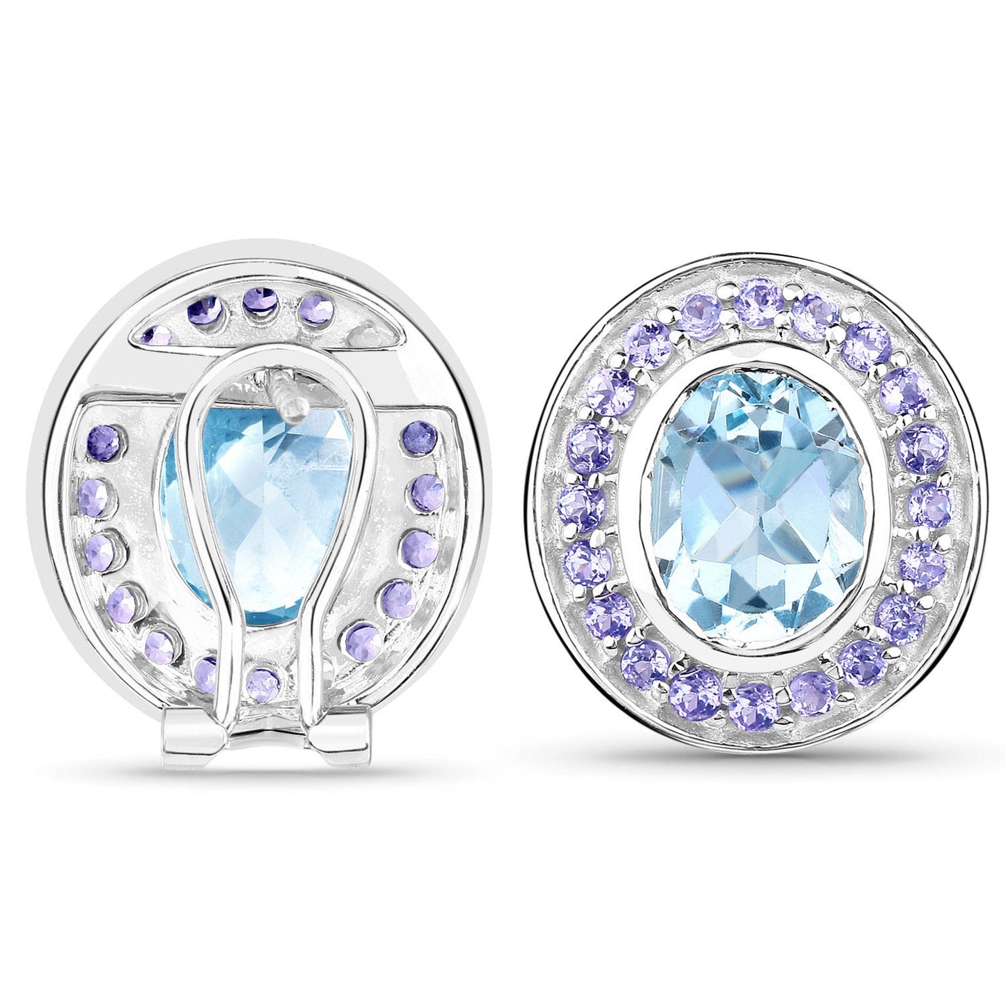 6,30 Karat echte blaue Topas- und Tansanit-Ohrringe aus 925er Sterlingsilber