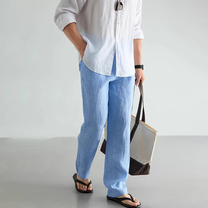 Men's Solid-Colored Versatile Drawstring Straight-Cut Casual Pants