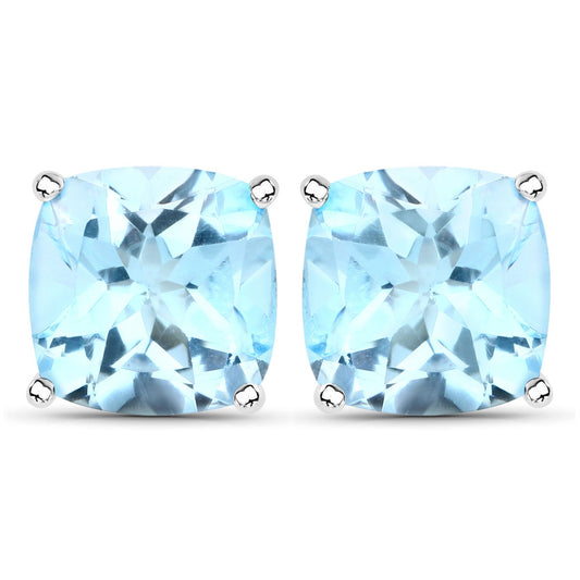 6.80 Karat Echte Blaue Topase .925 Sterling Silber Ohrringe