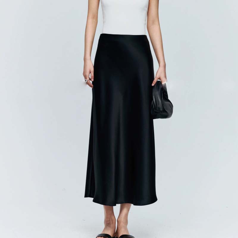 Water-wave-patterned Midi Skirt
