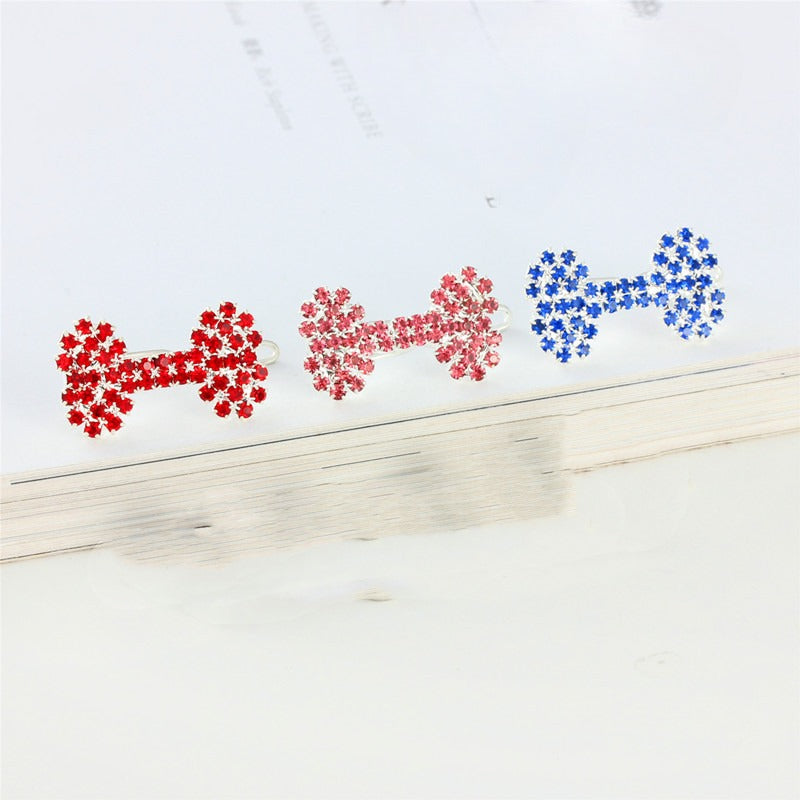 Pet Cat And Dog Ornament Diamond Dog Bone Barrettes